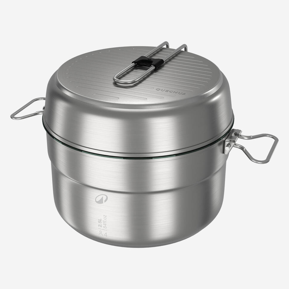 Quechua 500 Stainless Steel Nonstick Camping Cookset ?C 25-Piece for 4 People - Image 3